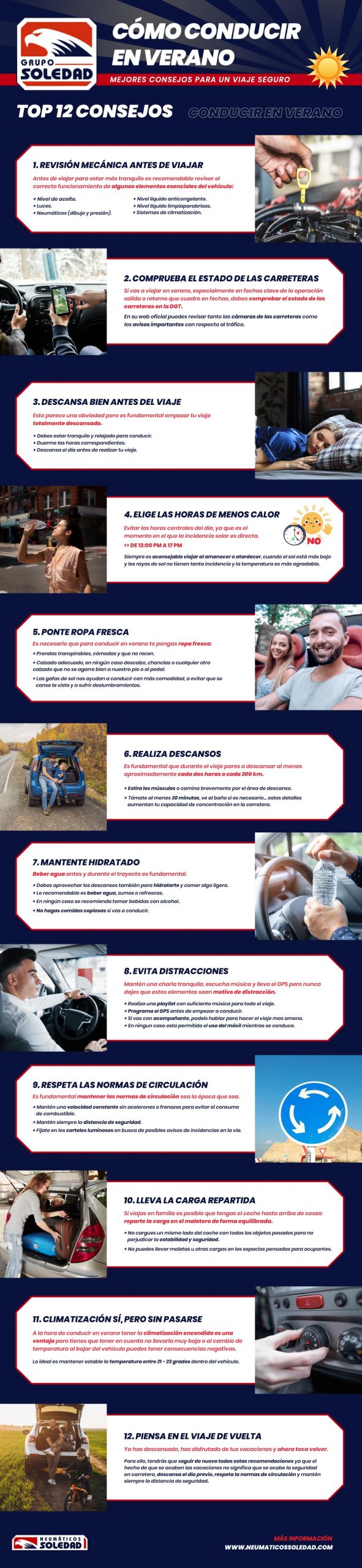 Infografía cómo conducir en verano